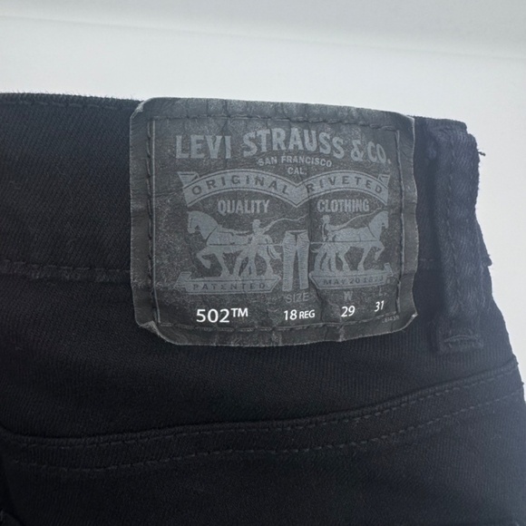 Levis 502 Jeans Men 29x31 Black Regular Taper Fit Denim Stretch Mid Rise - Picture 7 of 14